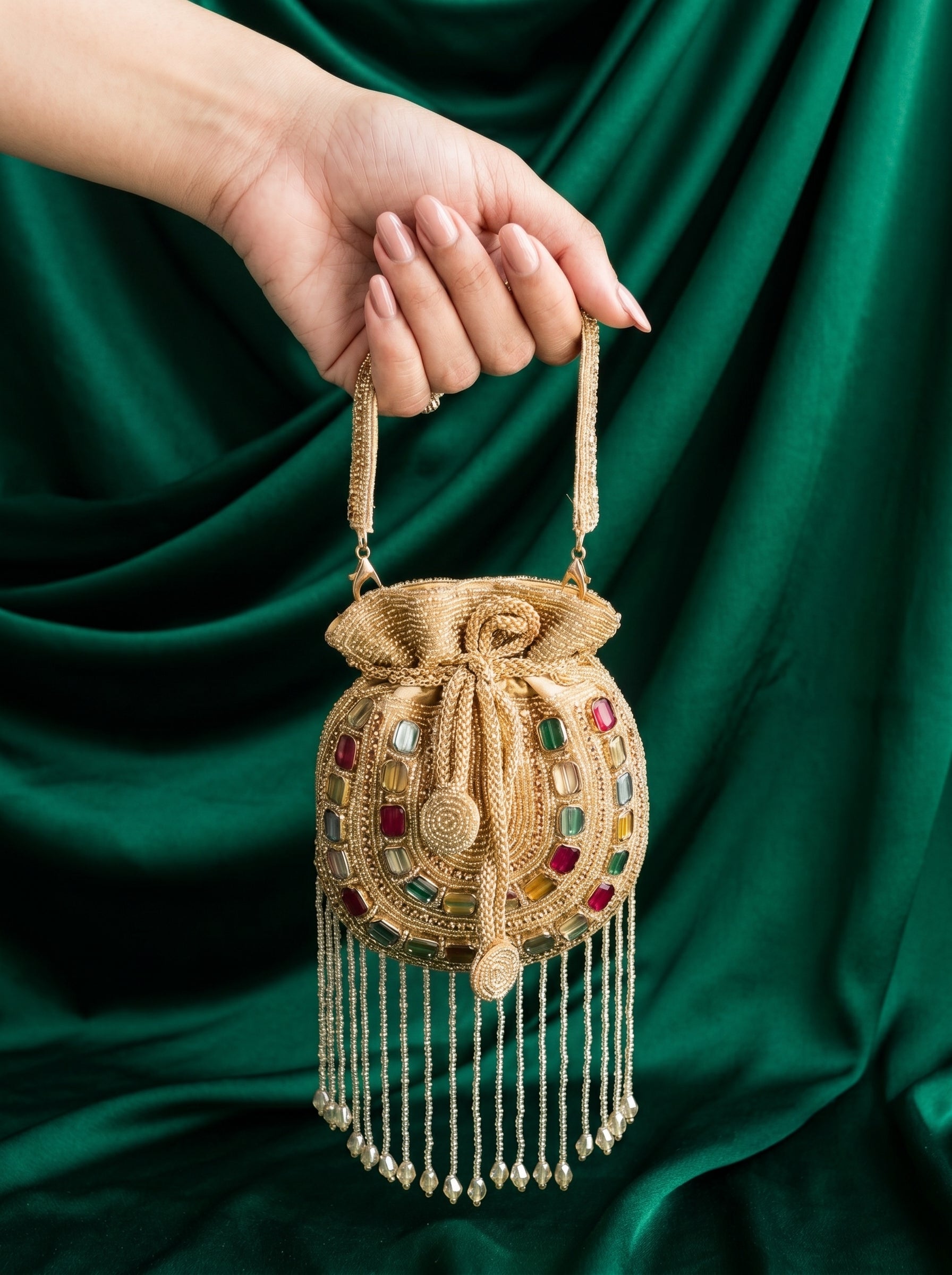 Gold Mini Jewel Tassel Pouch
