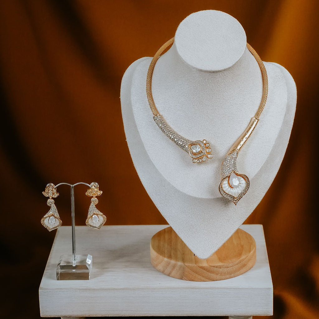 Ivory Grace Hasli Set – Handcrafted Necklace & Earring Set