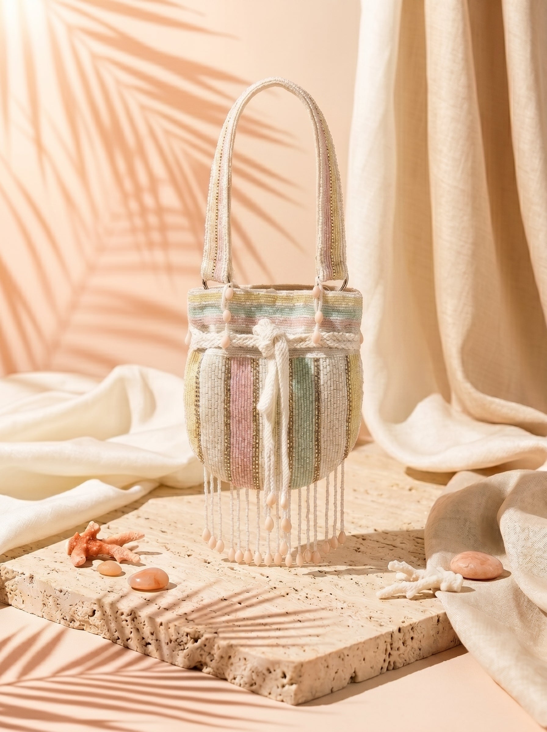 The Leher Mini – Pastel Beaded Tassel Evening Bag