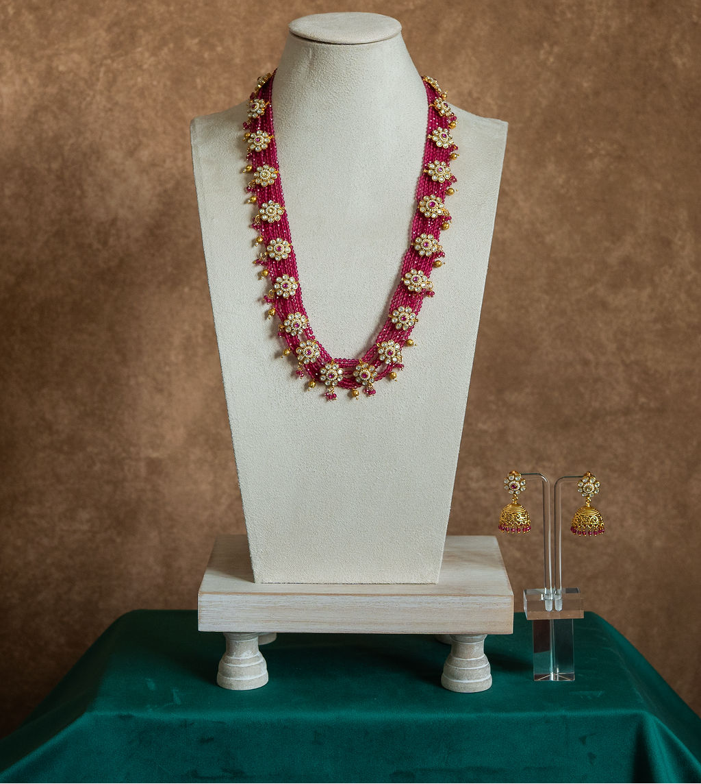 Velvet Rani Haar – South Asian Pink Necklace & Earring Set